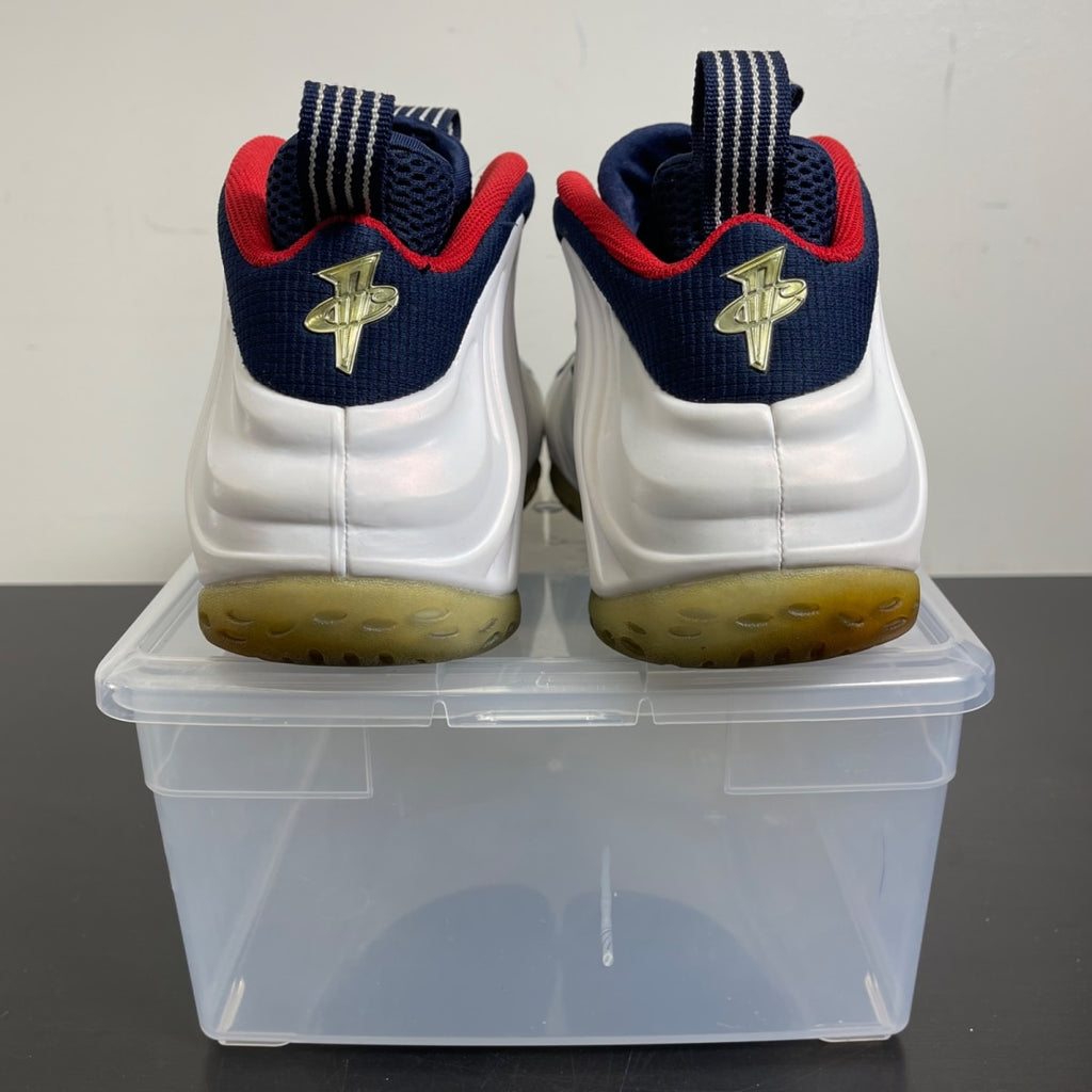 Nike Air Foamposite One Olympic 10 (Moderately Worn Pre-Owned)NikeObsidian/University Red-Metallic Gold-White - Image 4