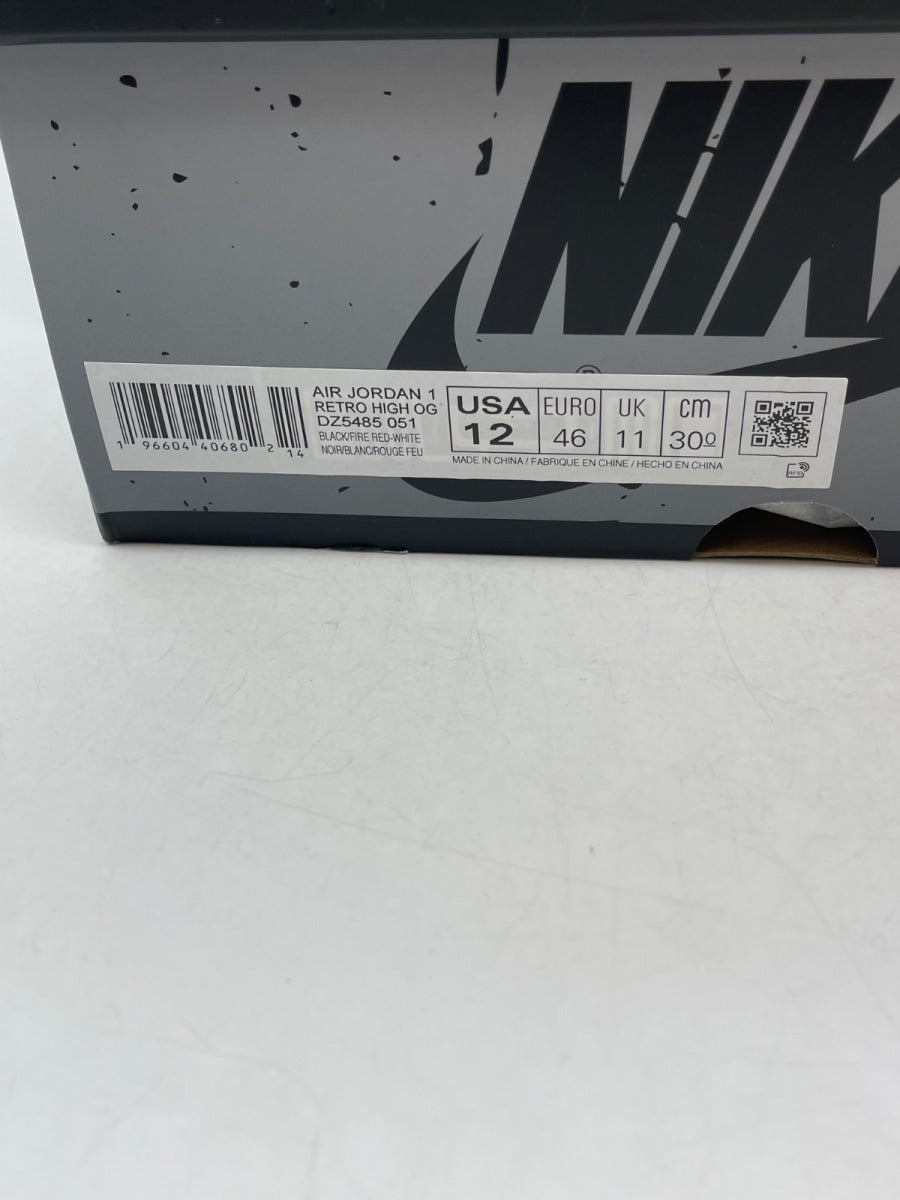 Jordan 1 Retro High OG Washed Black 12 (Moderately Worn Pre-Owned)JordanBlack/Fire Red/Light Smoke Grey/Sail - Image 9