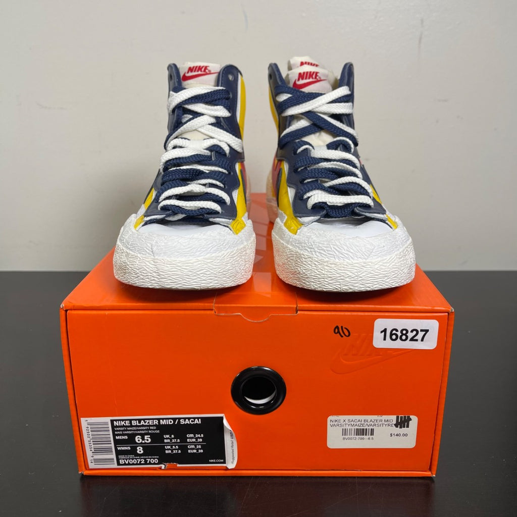 Nike Blazer Mid sacai Snow Beach 6.5 (Moderately Worn Pre-Owned)NikeWhite/Obsidian-University Red-Varsity Maize - Image 2