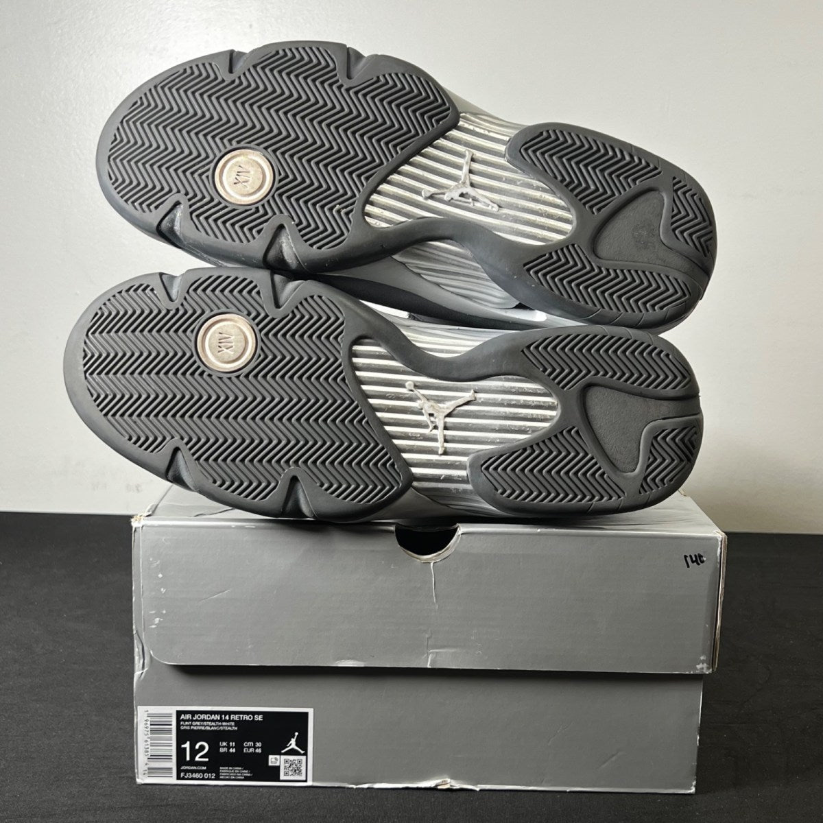 Jordan 14 Retro Flint Grey 12 (Moderately Worn Pre-Owned)JordanFlint Grey/Stealth Grey/White - Image 6