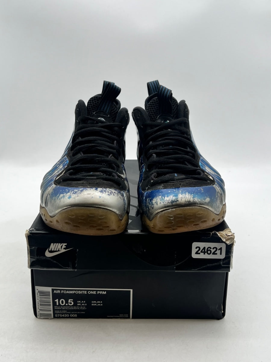 Nike Air Foamposite One Blue Mirror 10.5 (Heavily Worn Pre-Owned)NikeMetallic Silver/Black-Dark Neon Royal-White - Image 2