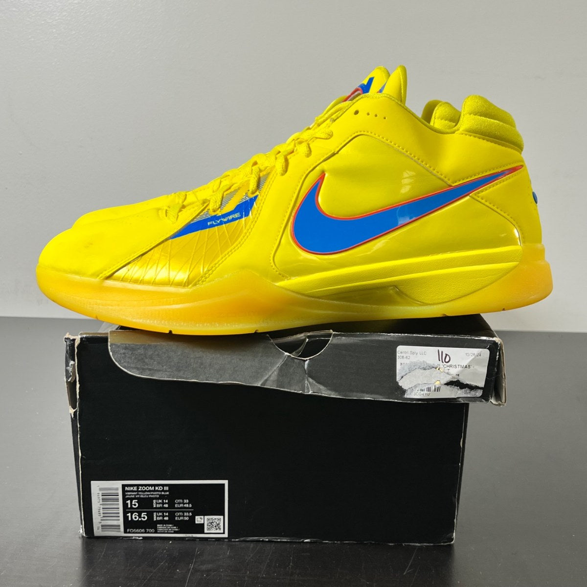 Nike KD 3 Christmas (2023) 15 (Lightly Worn Pre-Owned)NikeVibrant Yellow/Photo Blue-Team Orange - Image 3