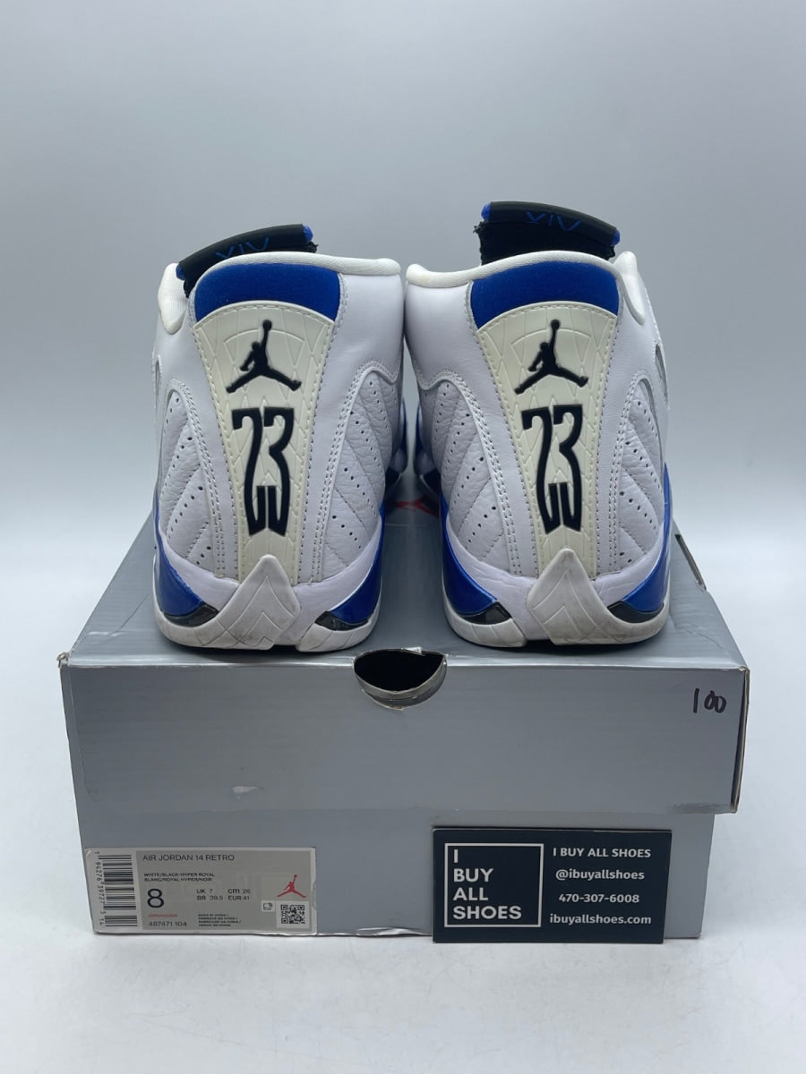 Jordan 14 Retro White Hyper Royal 8 (Moderately Worn Pre-Owned) - Image 3