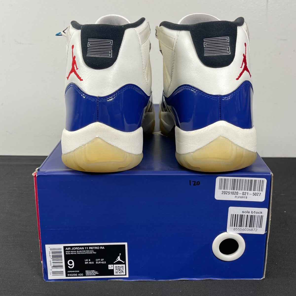 Jordan 11 Retro Rare Air 9 (Moderately Worn Pre-Owned)JordanDeep Royal Blue/Fire Red/Sail/Black/Muslin - Image 4