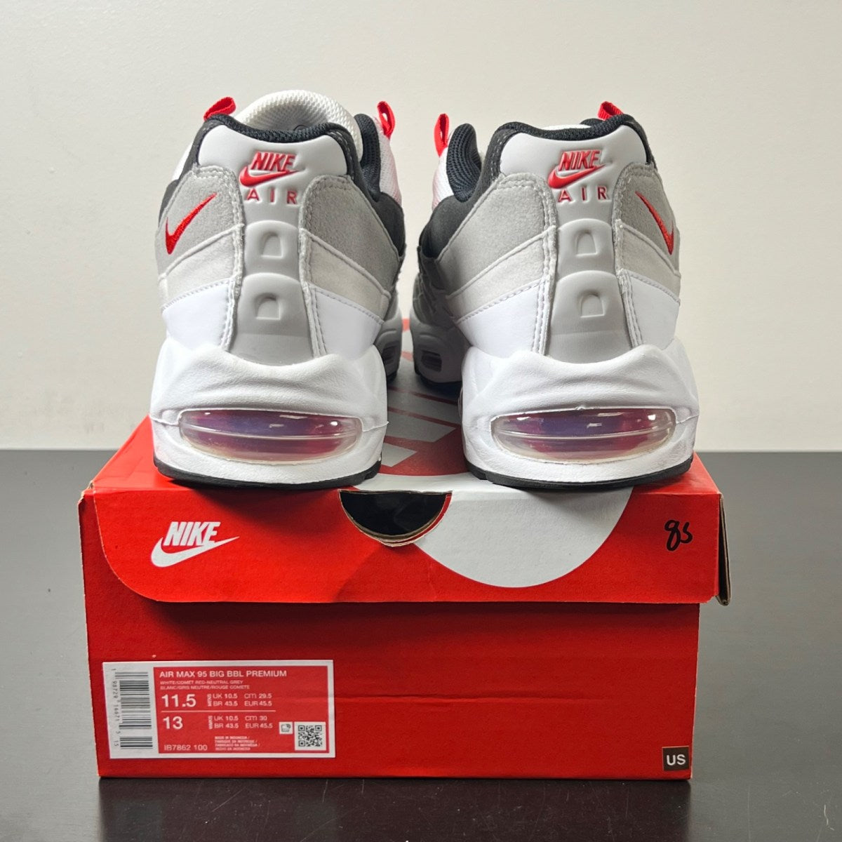 Nike Air Max 95 OG Big Bubble Comet Red 11.5 (Lightly Worn Pre-Owned)NikeWhite/Comet Red/Neutral Grey/Medium Grey/Black - Image 4