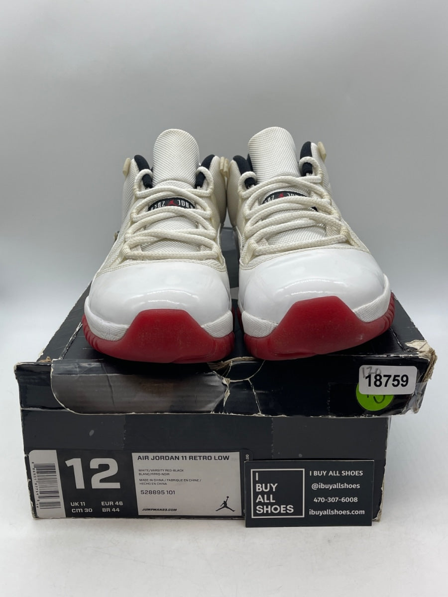 Jordan 11 Retro Low White Red (2012) 12 (Heavily Worn Pre-Owned) - Image 2