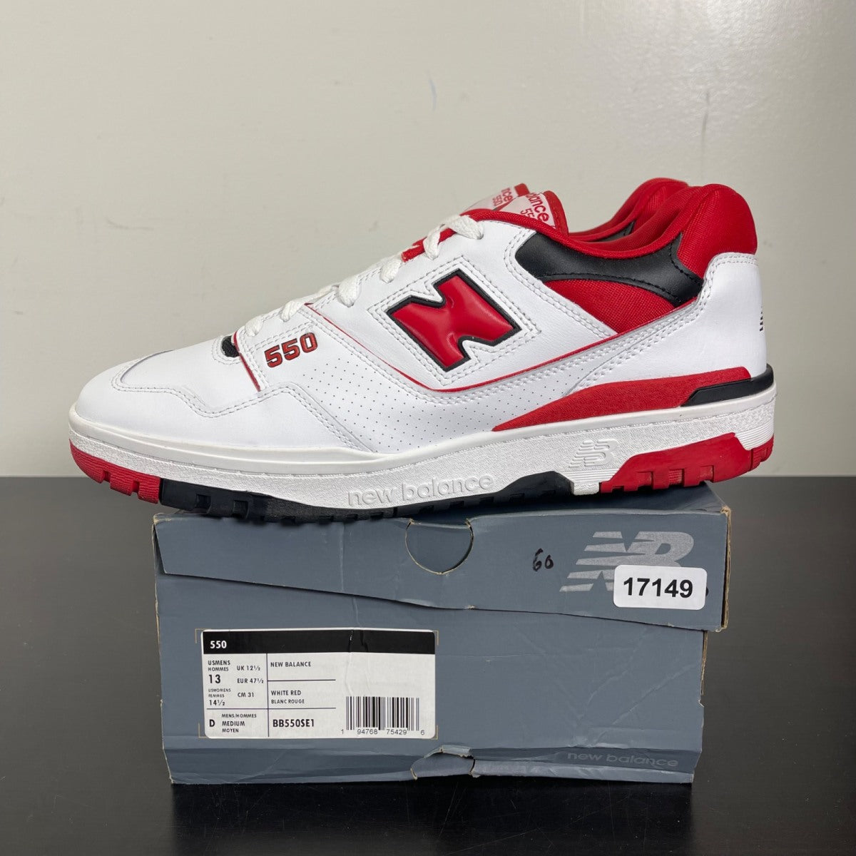 New Balance 550 White Red 13 (Moderately Worn Pre-Owned)New BalanceWhite/Red - Image 3