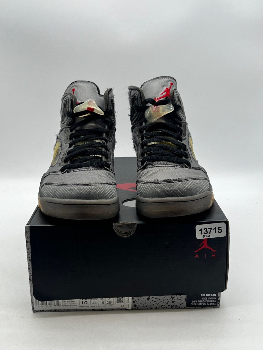 Jordan 5 Retro Off-White Muslin 10 (Moderately Worn Pre-Owned)JordanBlack/Muslin-Fire Red - Image 2