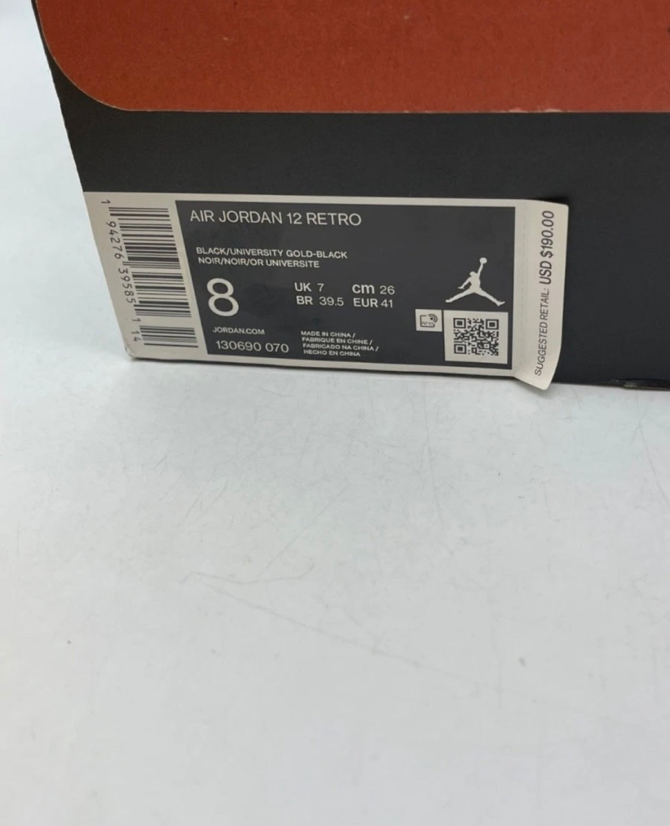 Jordan 12 Retro Black University Gold 8 (Lightly Worn Pre-Owned)JordanBlack/University Gold - Image 9
