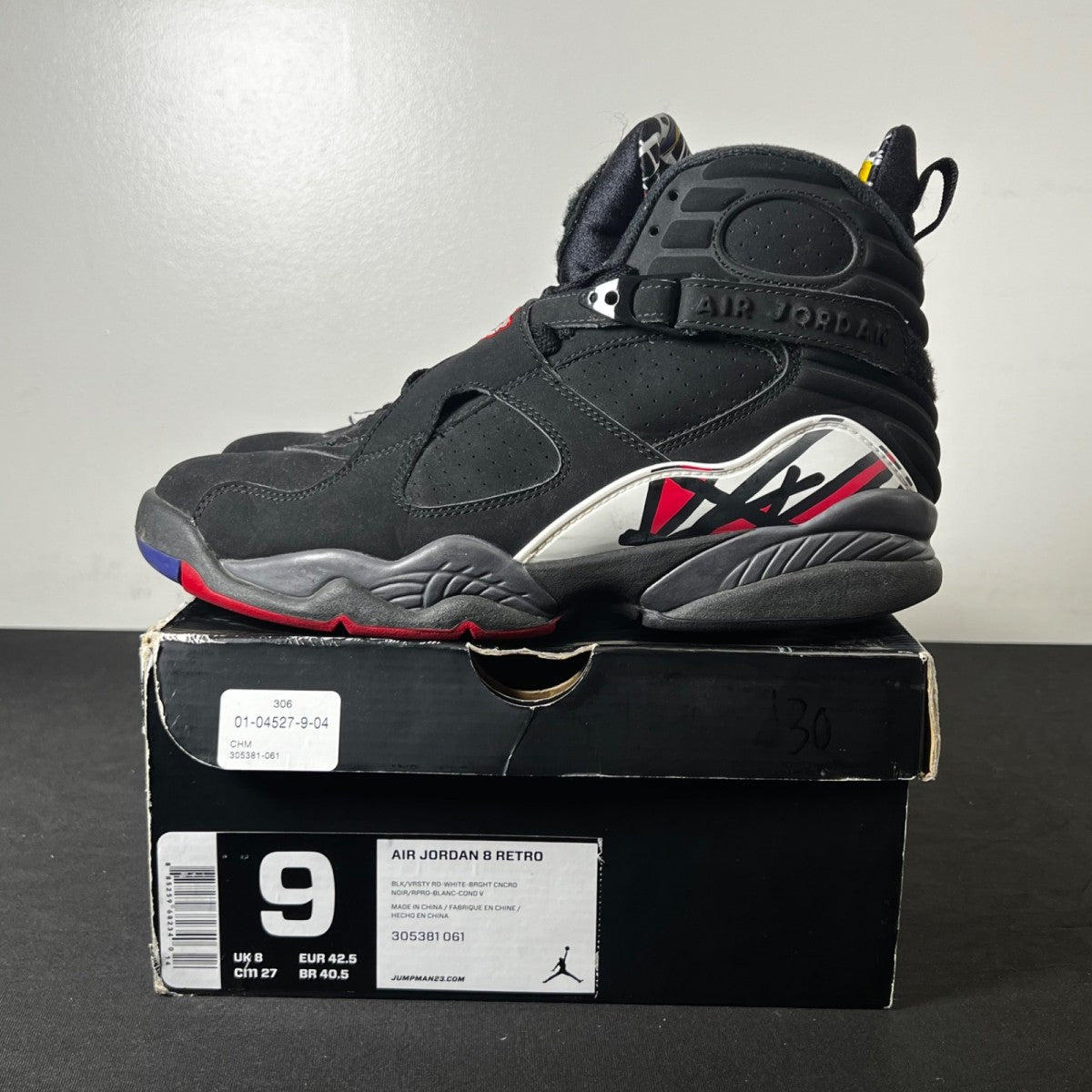 Jordan 8 Retro Playoffs (2013) 9 (Heavily Worn Pre-Owned)JordanBlack/True Red-White - Image 3