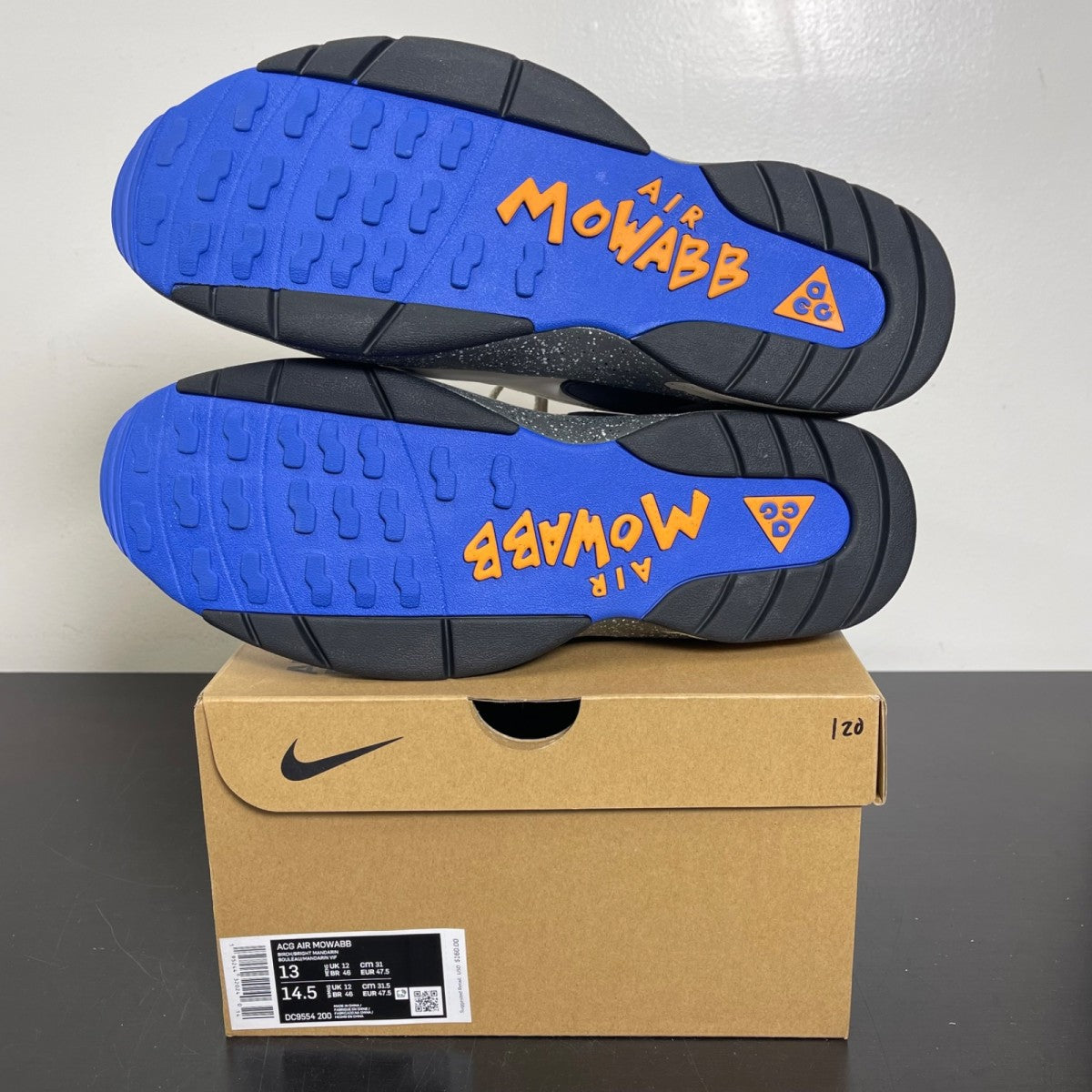 Nike ACG Air Mowabb OG Rattan Birch (2021) 13 (Moderately Worn Pre-Owned)NikeBirch/Bright Mandarin-Hyper Royal-Rattan - Image 5