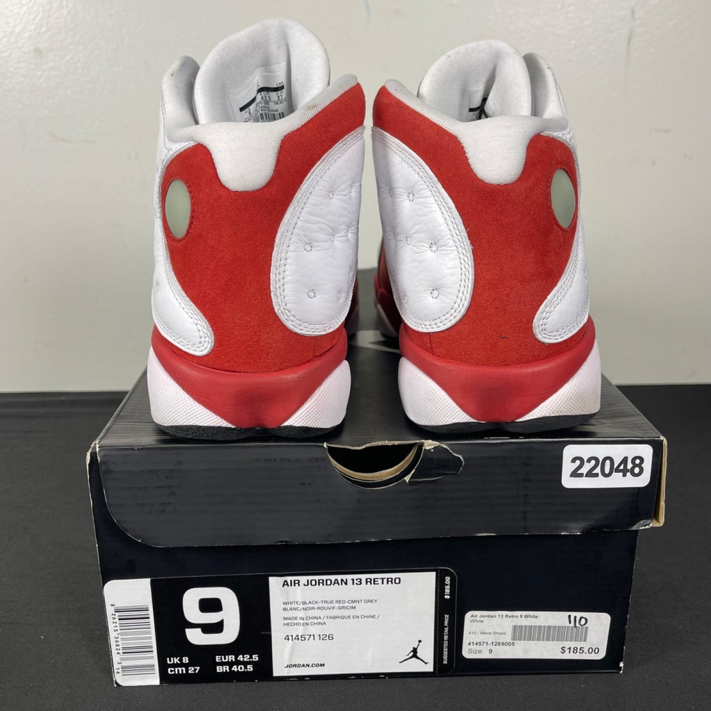 Jordan 13 Retro Grey Toe (2014) 9 (Moderately Worn Pre-Owned)JordanWhite/Black-True Red-Cement Grey - Image 4