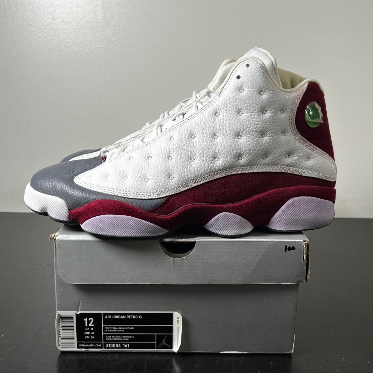 Jordan 13 Retro Grey Toe (2005) 12 (Moderately Worn Pre-Owned)JordanWhite/Team Red-Flint Grey - Image 3