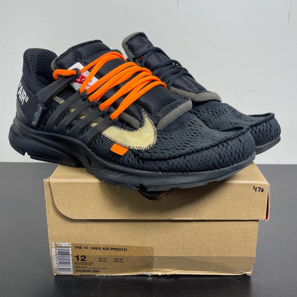 Nike Air Presto Off-White Black (2018) 12 (Moderately Worn Pre-Owned)NikeBlack/White-Cone - Image 1