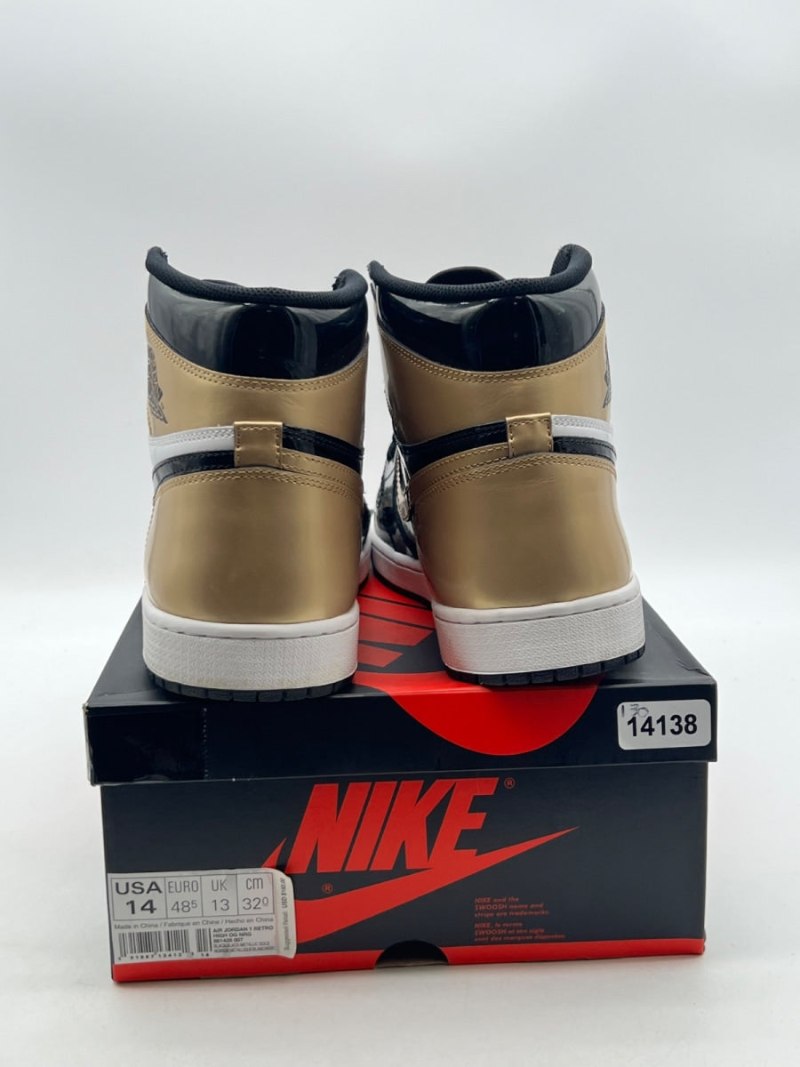 Jordan 1 Retro High NRG Patent Gold Toe 14 (Lightly Worn Pre-Owned)JordanBlack/Metallic Gold-Summit White - Image 5