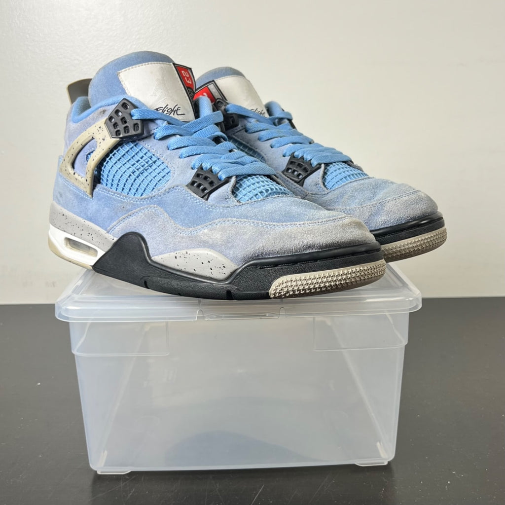 Jordan 4 Retro University Blue 11 (Heavily Worn Pre-Owned)JordanUniversity Blue/Tech Grey-White-Black - Image 1