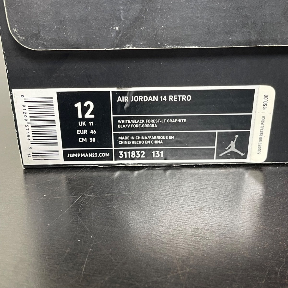 Jordan 14 Retro White Forest Green 12 (Moderately Worn Pre-Owned)JordanWhite/Black-Deep Forest Green-Graphite - Image 7