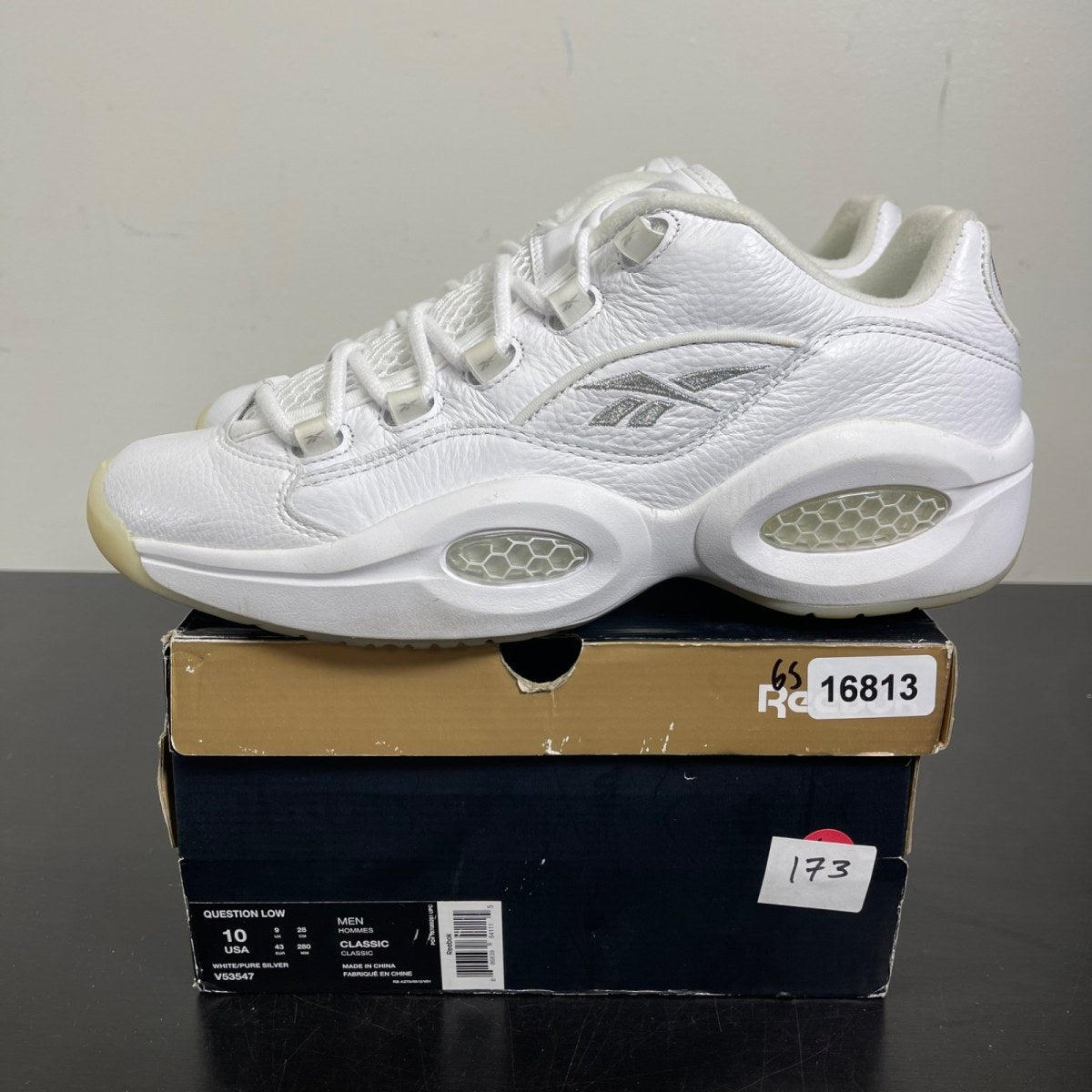 Reebok Question Low White Pure Silver 10 (Moderately Worn Pre-Owned)ReebokWhite/Pure Silver - Image 3
