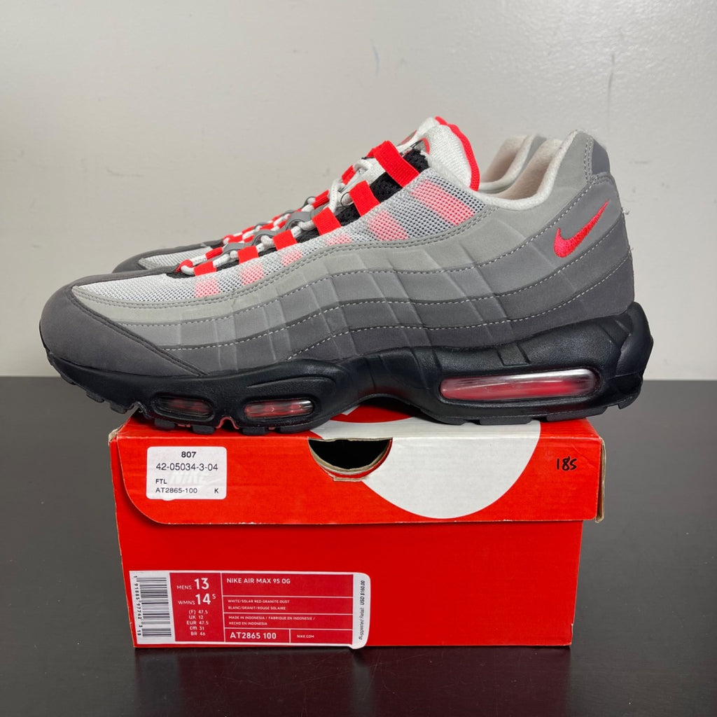 Nike Air Max 95 OG Solar Red (2018) 13 (Moderately Worn Pre-Owned)NikeWhite/Solar Red-Neutral Grey-Medium Grey - Image 3