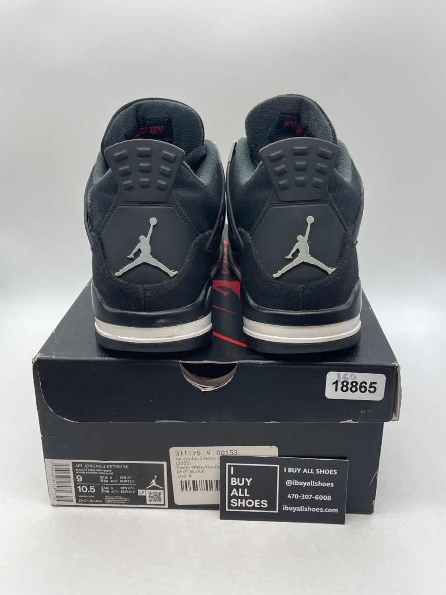 Jordan 4 Retro SE Black Canvas 9 (Heavily Worn Pre-Owned) - Image 3