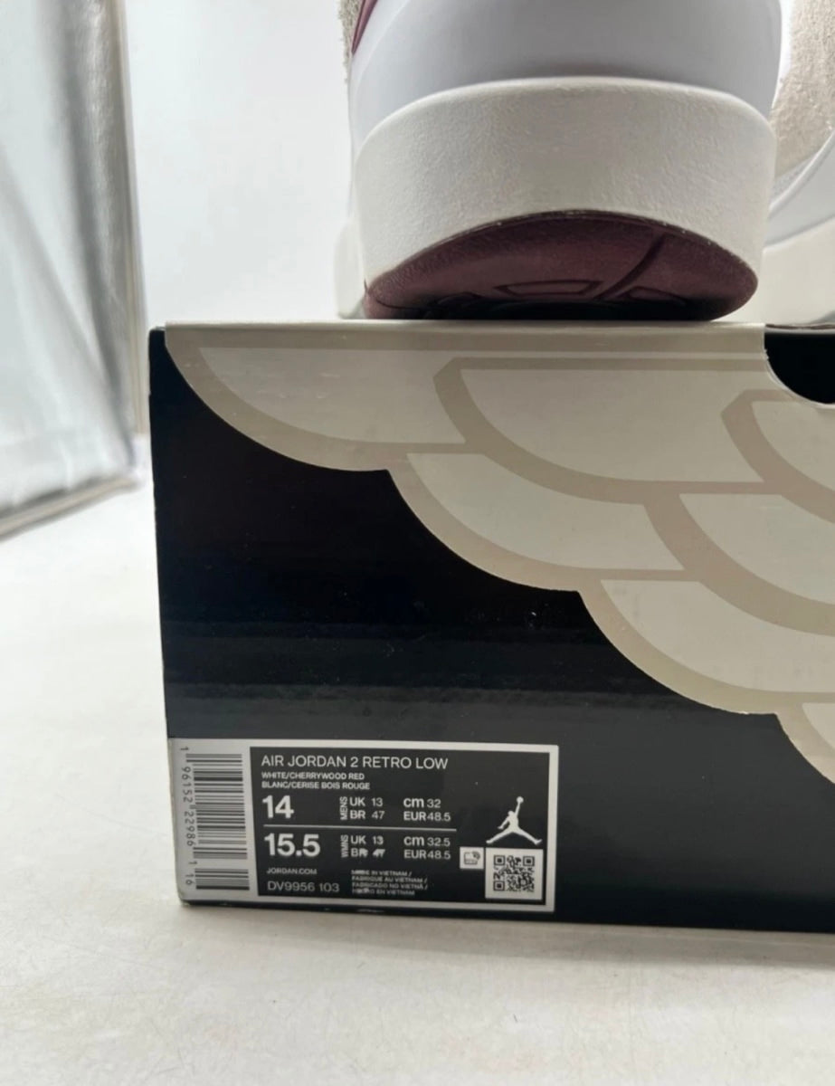 Jordan 2 Retro Low Cherrywood 14 (Lightly Worn Pre-Owned)JordanWhite/Cherrywood Red-Light Steel Grey - Image 4