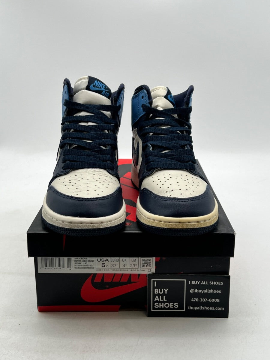Jordan 1 Retro High Obsidian (GS) 5Y (Lightly Worn Pre-Owned) - Image 2