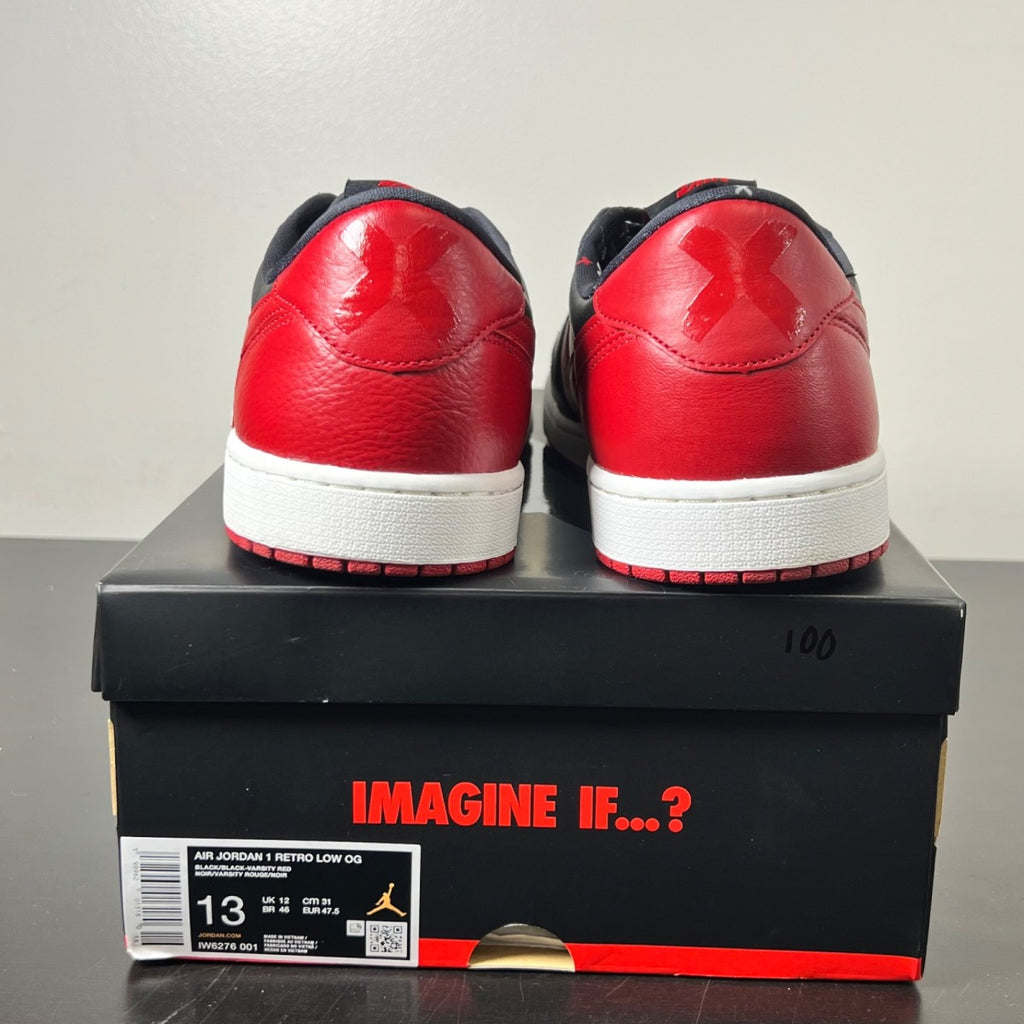 Jordan 1 Retro Low OG Banned 13 (Lightly Worn Pre-Owned)JordanBlack/Black/Varsity Red/Summit White - Image 4