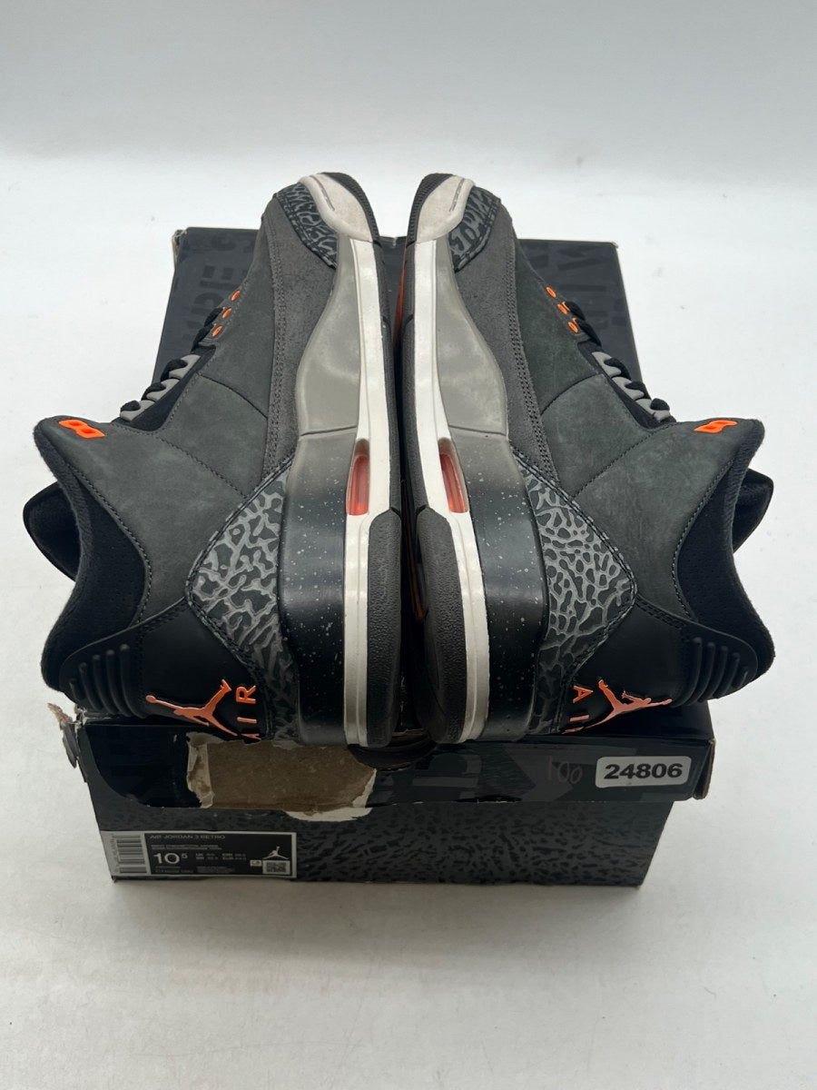 Jordan 3 Retro Fear Pack (2023) 10.5 (Lightly Worn Pre-Owned)JordanNight Stadium/Total Orange-Black-Flat Pewter-Neutral Grey - Image 9