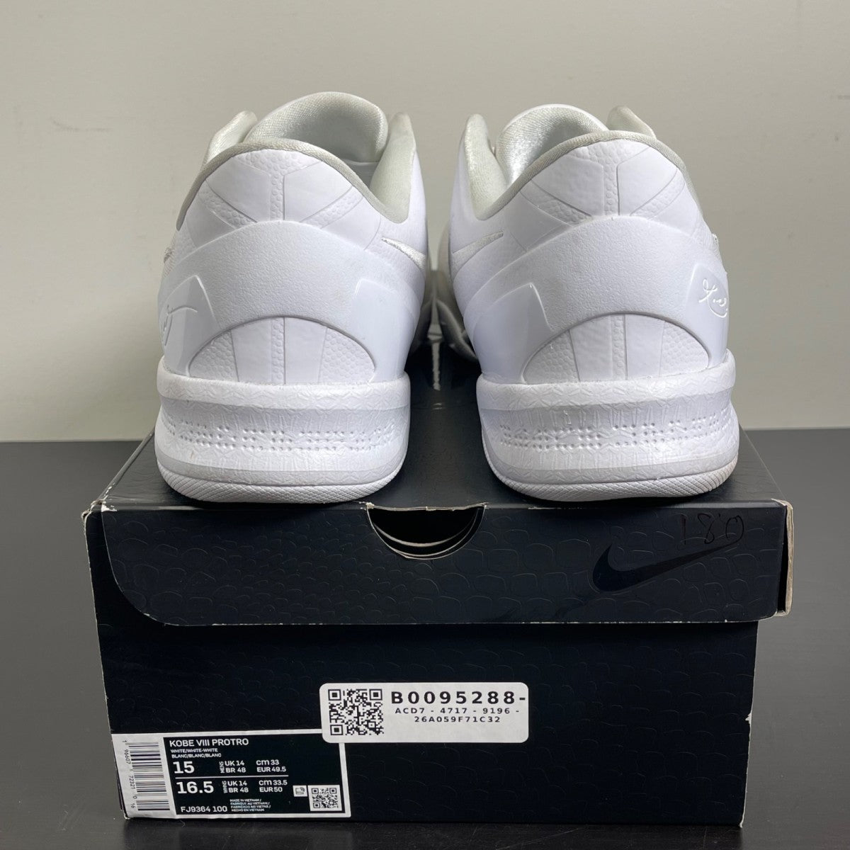 Nike Kobe 8 Protro Halo 15 (Moderately Worn Pre-Owned)NikeWhite/White-White - Image 3