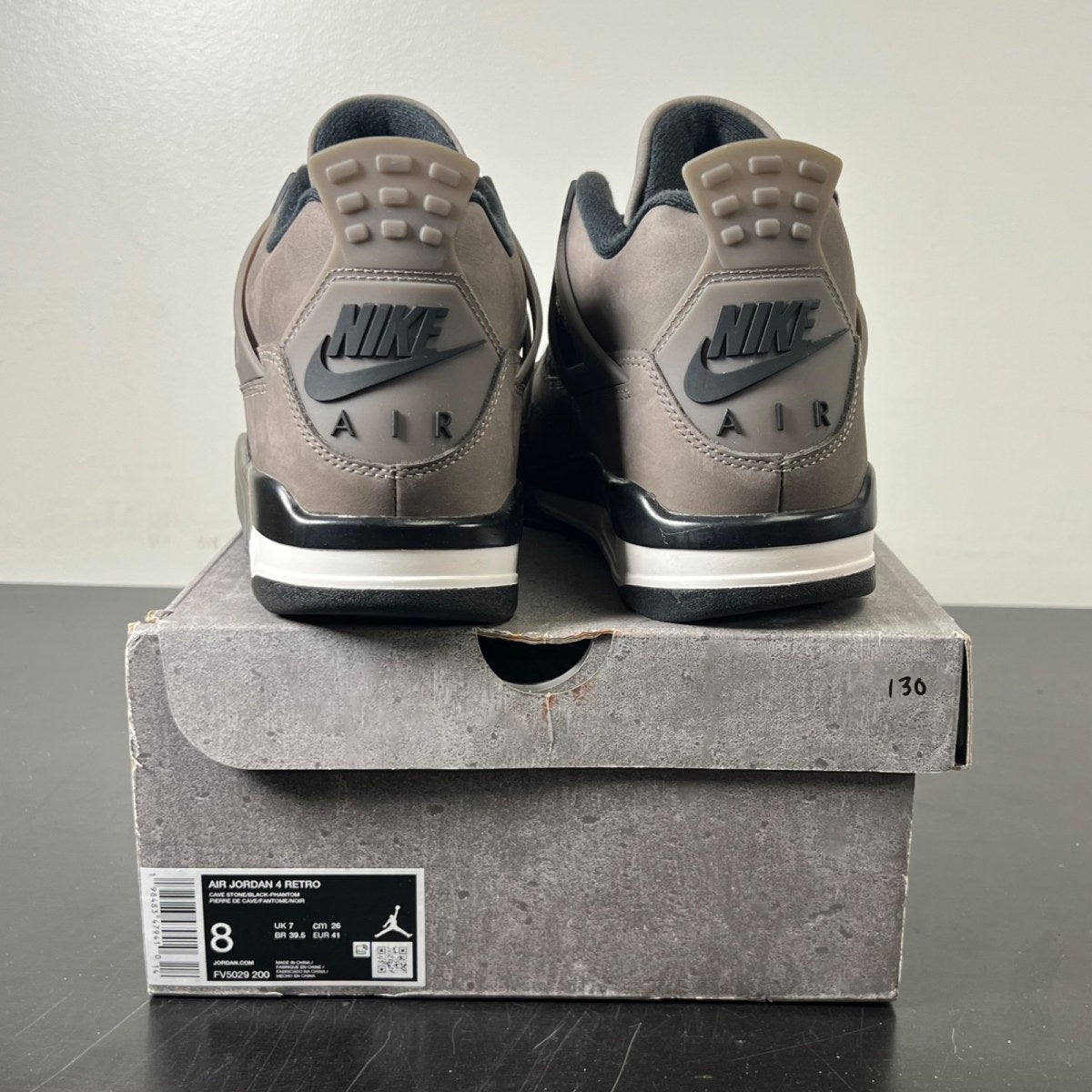 Jordan 4 Retro Cave Stone 8 (Lightly Worn Pre-Owned)JordanCave Stone/Black/Moon Particle - Image 4