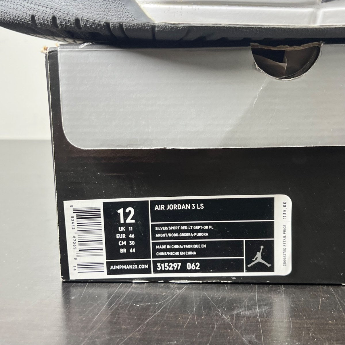 Jordan 3 Retro Cool Grey (2007) 12 (Lightly Worn Pre-Owned)JordanSilver/Sport Red-Light Graphite-Orange Peel - Image 4