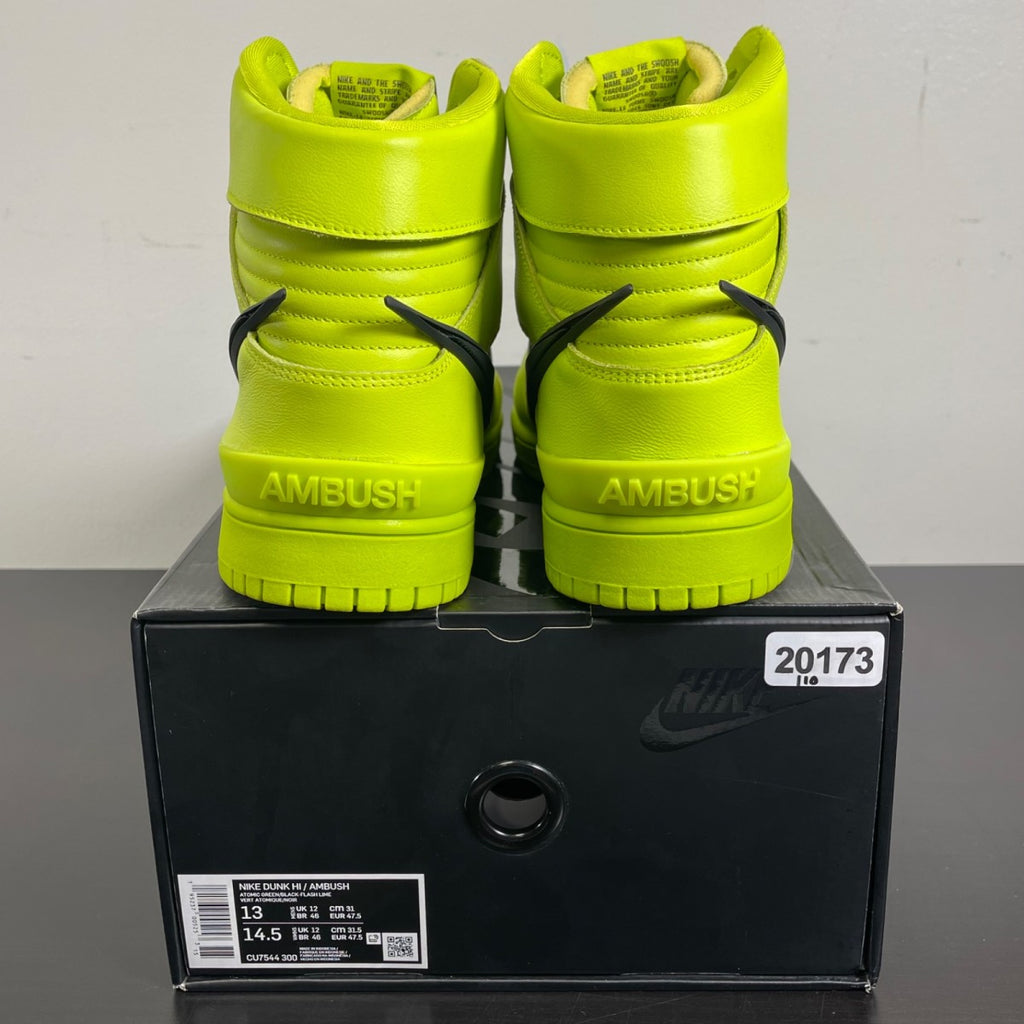 Nike Dunk High AMBUSH Flash Lime 13 (Moderately Worn Pre-Owned)NikeAtomic Green/Flash Lime-Black - Image 4