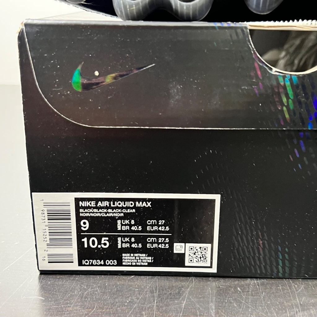 Nike Air Liquid Max Triple Black 9 (Lightly Worn Pre-Owned)NikeBlack/Black/Black/Clear/Metallic Silver - Image 6