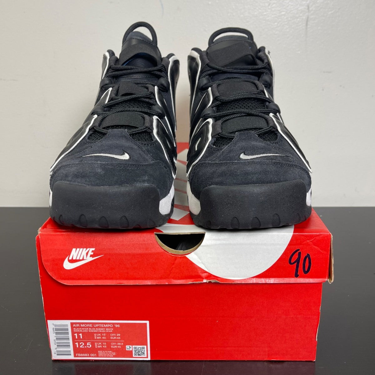Nike Air More Uptempo 96 Black Star Blue 11 (Moderately Worn Pre-Owned)NikeBlack/Star Blue/Summit White/Sail - Image 2