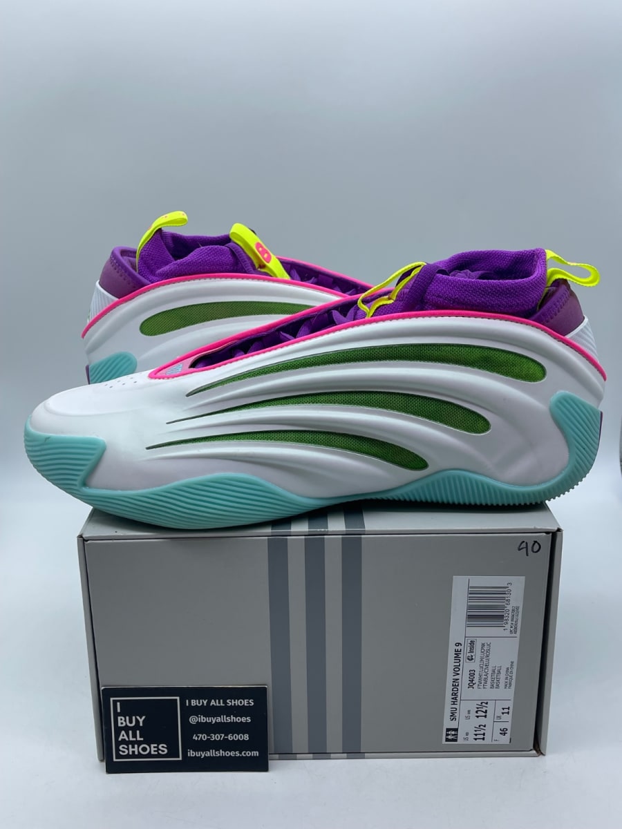 Jalen Williams x adidas Harden Vol. 9 'White Lucid Lime Pink' 11.5 (Moderately Worn Pre-Owned) - Image 1