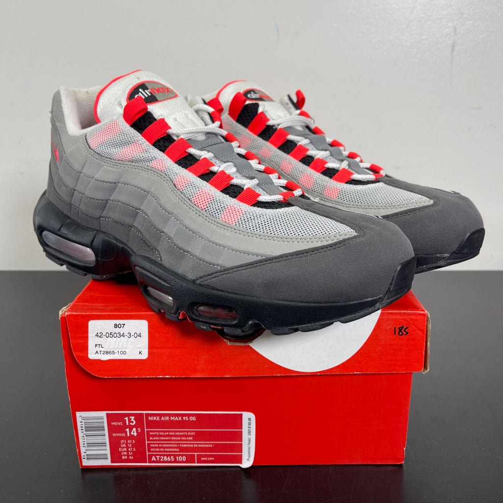 Nike Air Max 95 OG Solar Red (2018) 13 (Moderately Worn Pre-Owned)NikeWhite/Solar Red-Neutral Grey-Medium Grey - Image 1