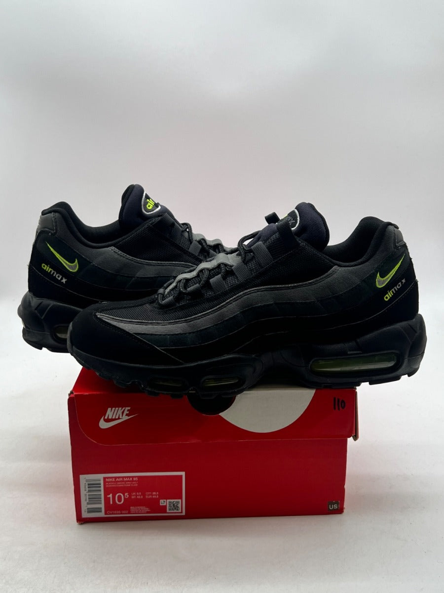 Nike Air Max 95 Retro Logo Black Grey Volt 10.5 (Lightly Worn Pre-Owned)NikeBlack/Wolf Grey-Cool Grey-Volt - Image 1