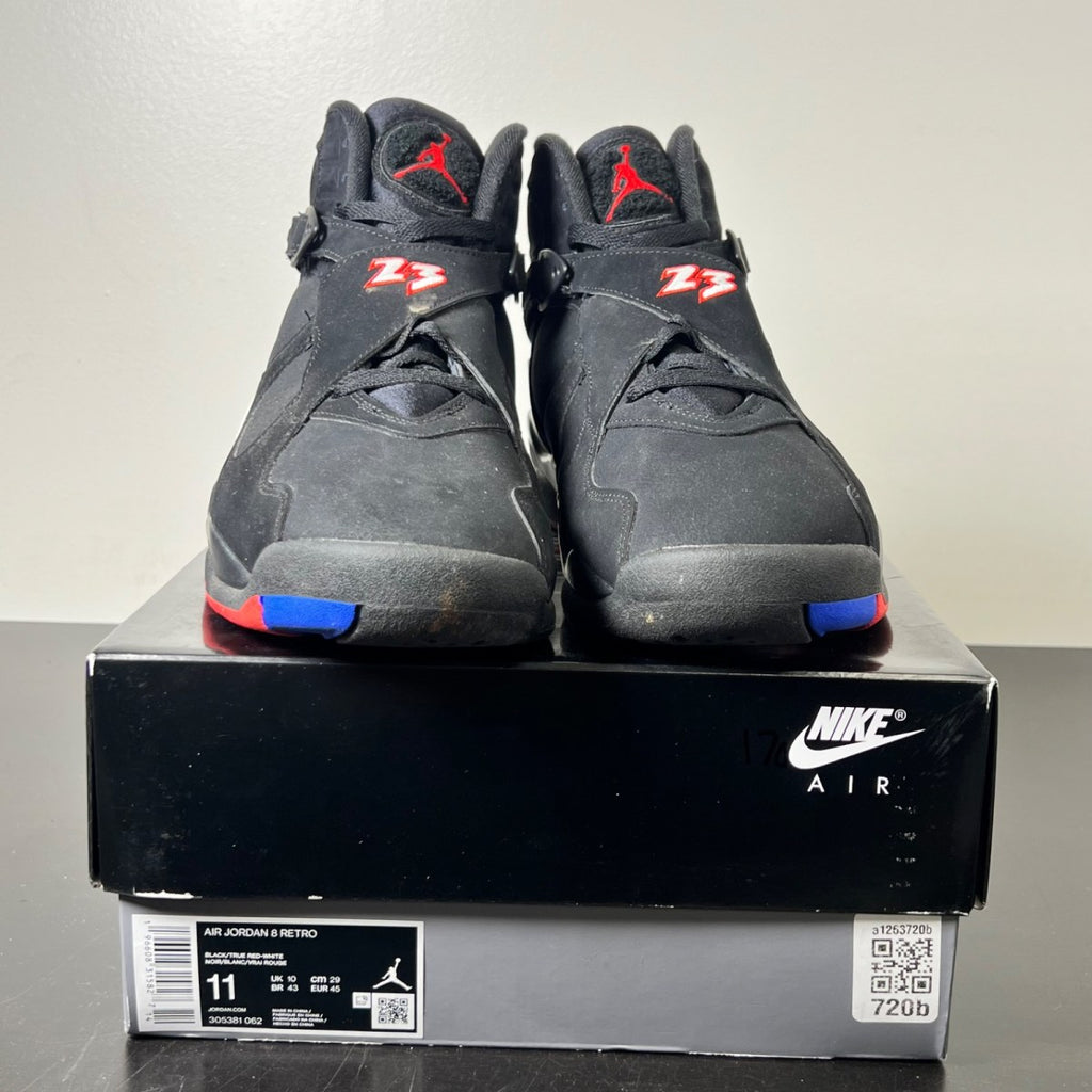 Jordan 8 Retro Playoffs (2023) 11 (Lightly Worn Pre-Owned)JordanBlack/True Red-White - Image 2