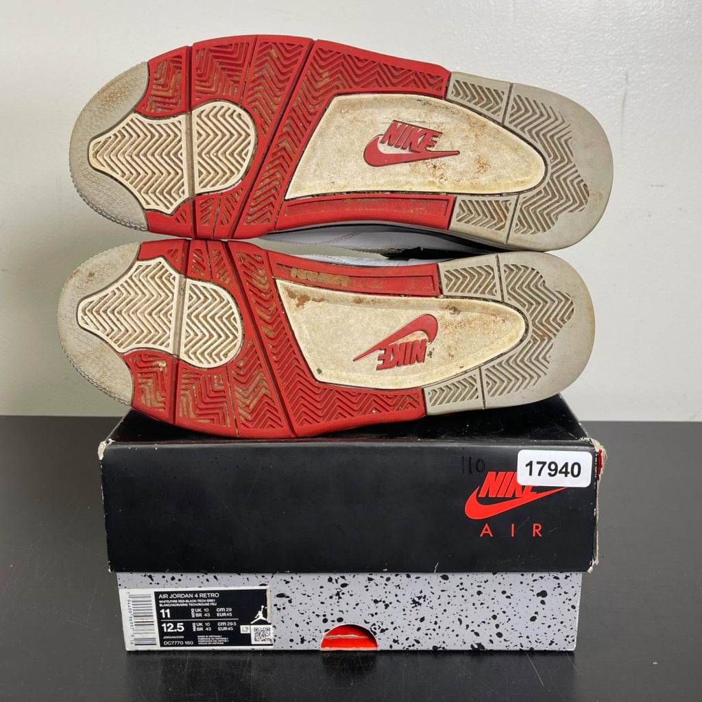 Jordan 4 Retro Fire Red (2020) 11 (Moderately Worn Pre-Owned)JordanWhite/Black-Tech Grey-Fire Red - Image 5