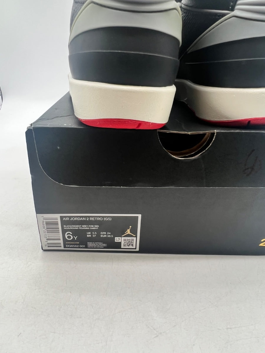 Jordan 2 Retro Black Cement (GS) 6Y (Lightly Worn Pre-Owned)JordanBlack/Fire Red/Sail/Cement Grey - Image 6