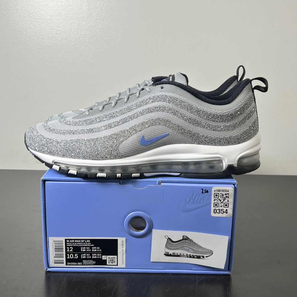 Nike Air Max 97 Swarovski Polar Blue (Women's) 12W (Lightly Worn Pre-Owned)NikeMetallic Silver/Metallic Silver-Polar Blue - Image 3
