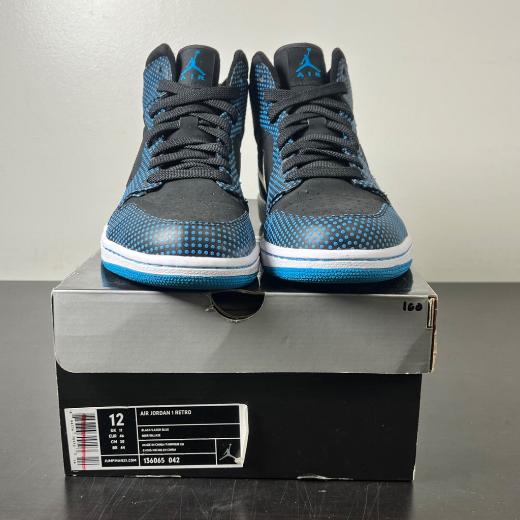 Jordan 1 Retro Polka Dot Laser Blue 12 (Lightly Worn Pre-Owned)JordanBlack/Laser Blue - Image 2