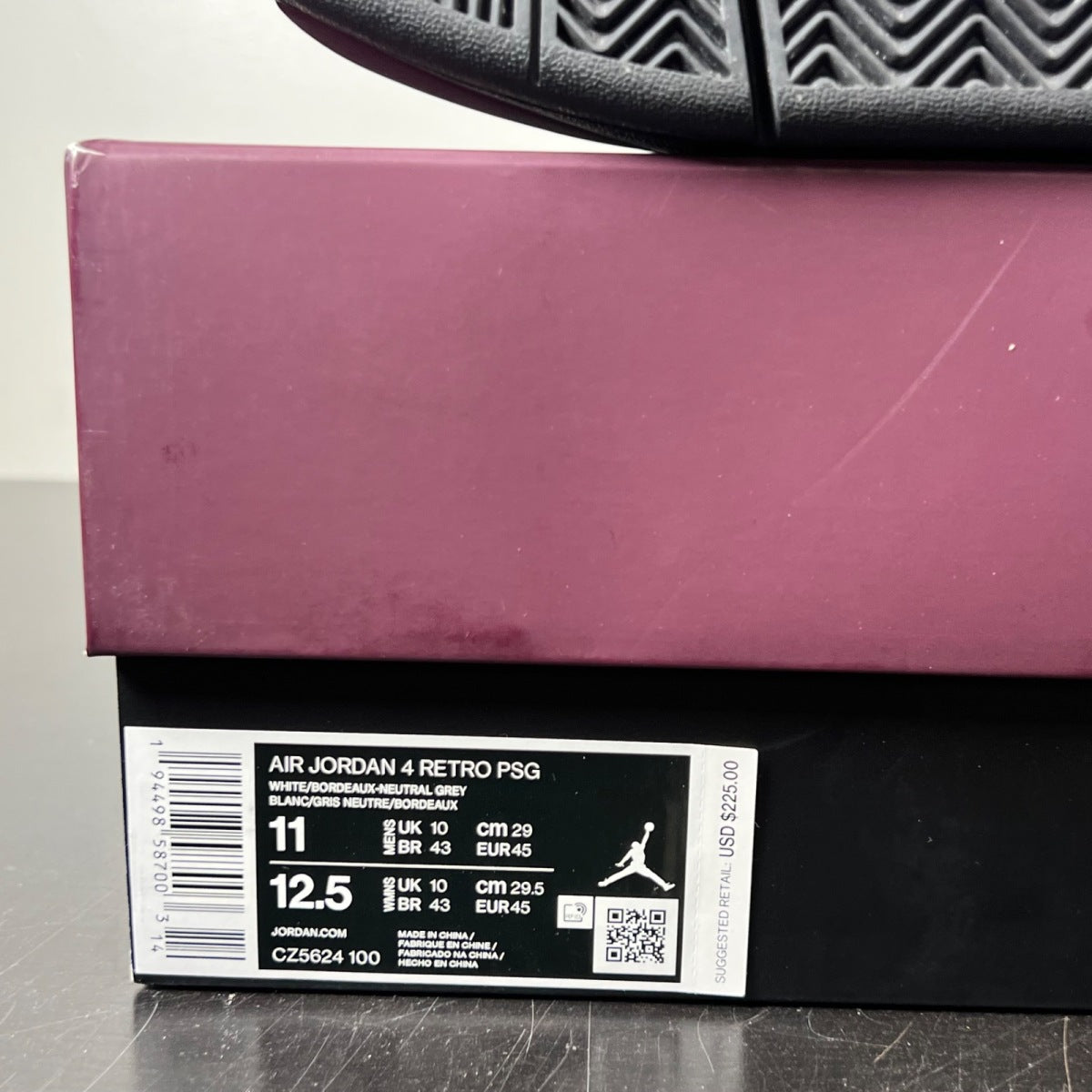Jordan 4 Retro PSG Paris Saint-Germain 11 (Lightly Worn Pre-Owned)JordanWhite/Black-Metallic Gold-Bordeaux - Image 6