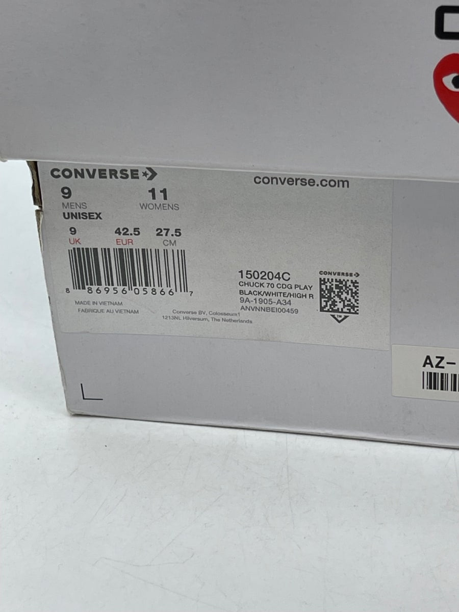 Converse Chuck Taylor All Star 70 Hi Comme des Garcons PLAY Black 9 (Moderately Worn Pre-Owned) - Image 9