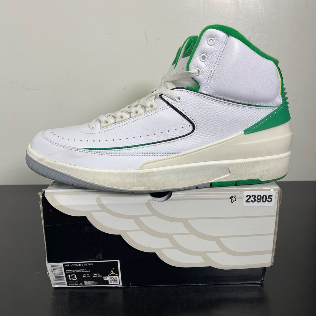 Jordan 2 Retro Lucky Green 13 (Moderately Worn Pre-Owned)JordanWhite/Lucky Green/Sail/Light Steel Grey - Image 3