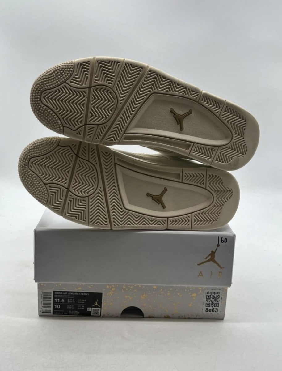 Jordan 4 Retro Metallic Gold (Women's) 11.5W (Lightly Worn Pre-Owned)JordanSail/Metallic Gold/Black - Image 7