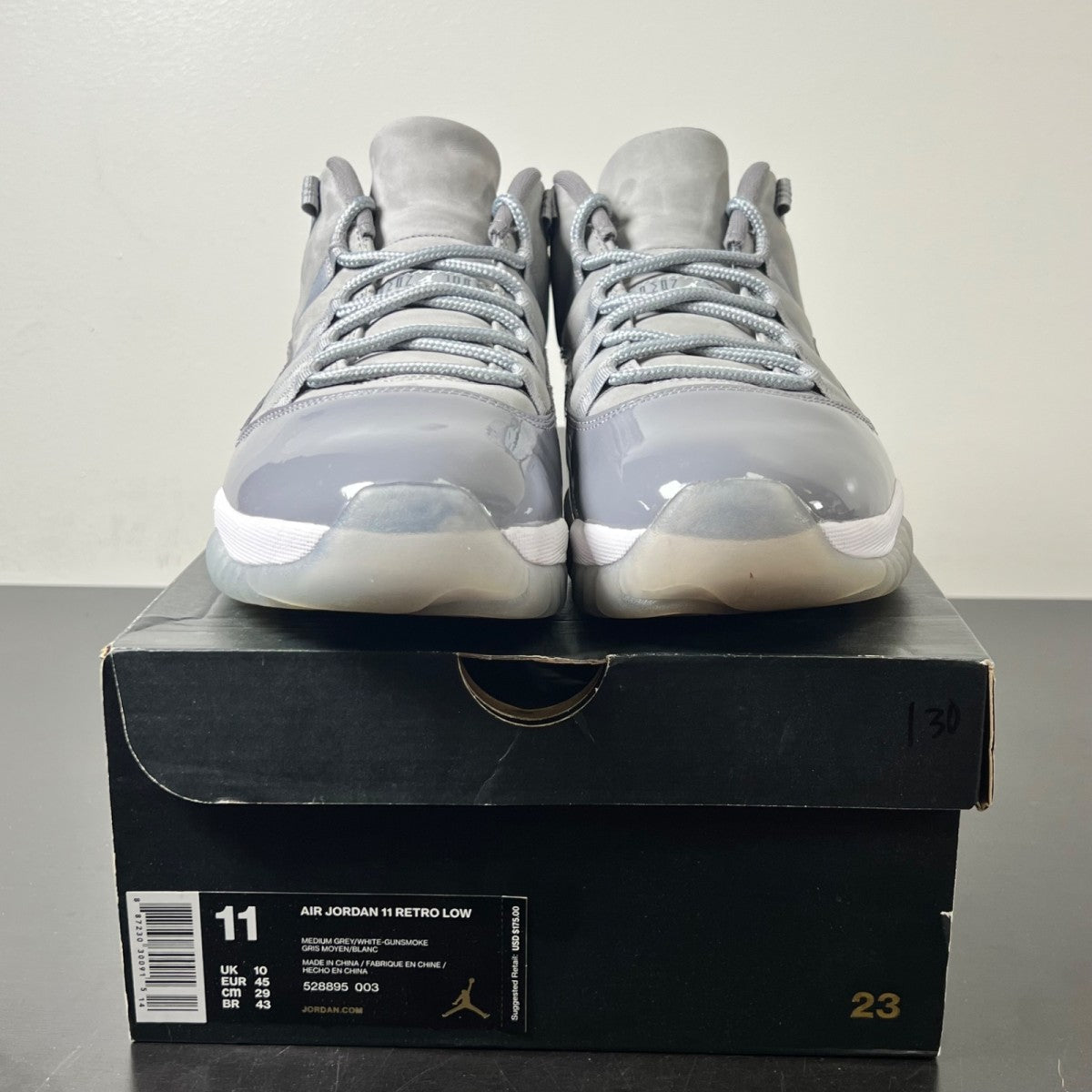 Jordan 11 Retro Low Cool Grey 11 (Lightly Worn Pre-Owned)JordanMedium Grey/White-Gunsmoke - Image 2