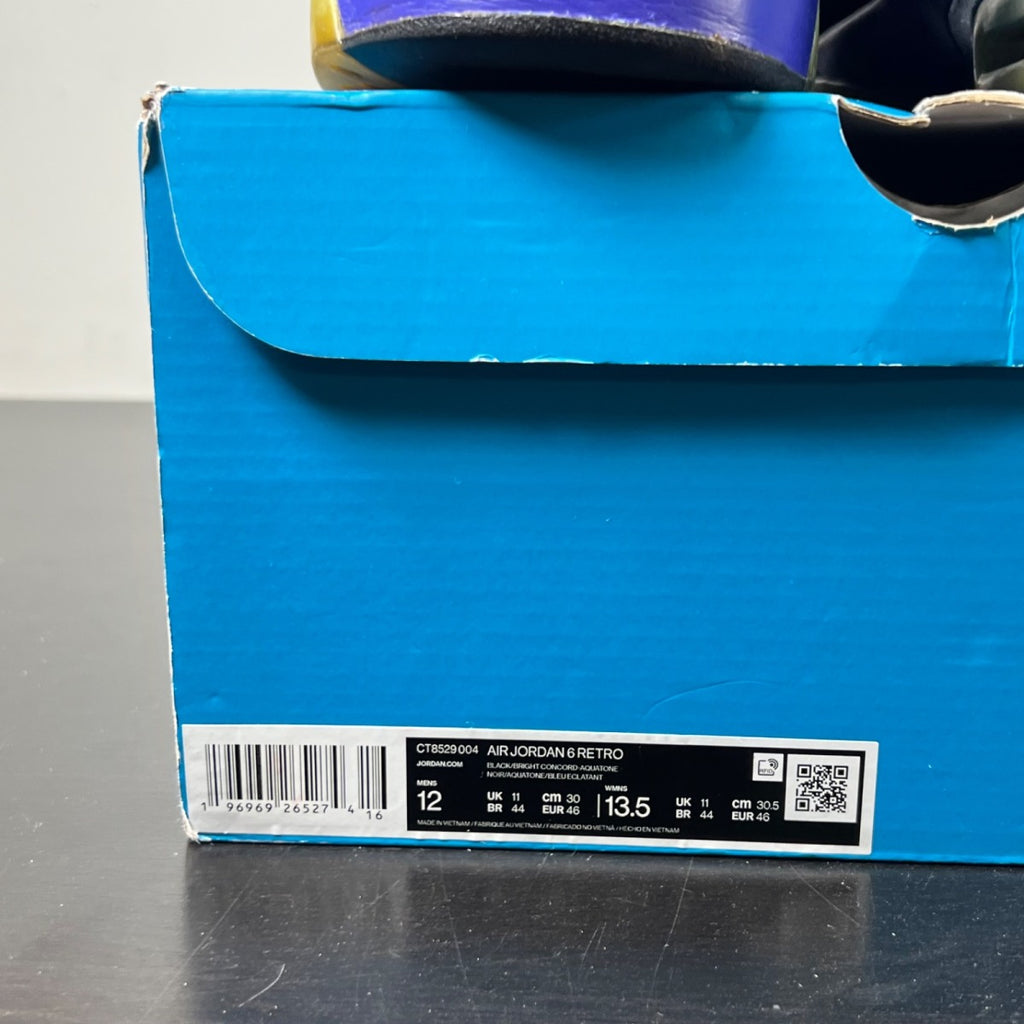 Jordan 6 Retro Aqua 12 (Moderately Worn Pre-Owned)JordanBlack/Bright Concord/Aquatone - Image 5