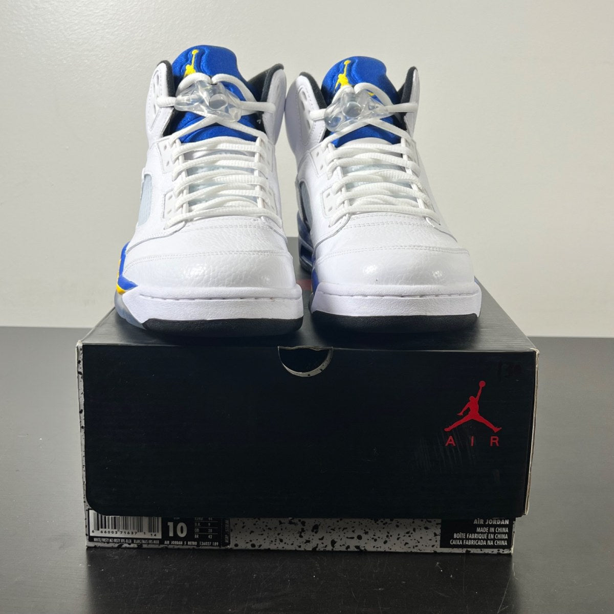 Jordan 5 Retro Laney (2013) 10 (Lightly Worn Pre-Owned)JordanWhite/Varsity Maize-Varsity Royal-Black - Image 2