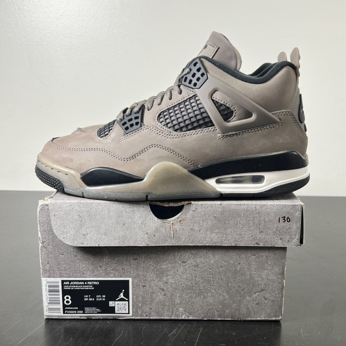 Jordan 4 Retro Cave Stone 8 (Lightly Worn Pre-Owned)JordanCave Stone/Black/Moon Particle - Image 3